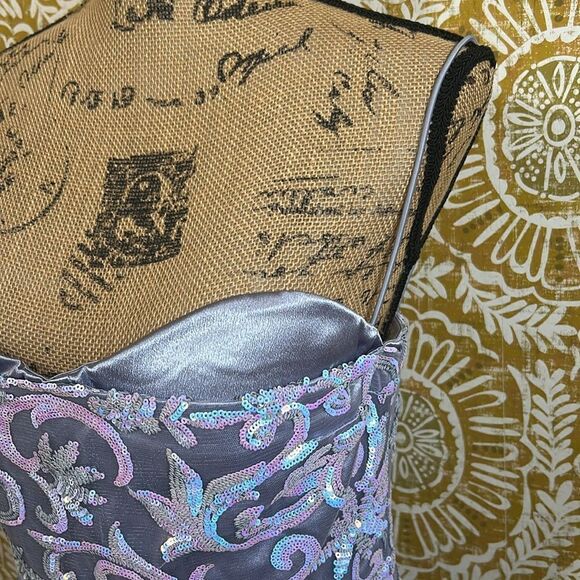 NWT Naked Wardrobe Sequin Sweetheart Spaghetti Strap Mini Dress in Purple Blue M - Picture 8 of 13